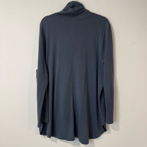 J. Jill Pure Jill Luxe Tencel Tunic Top Pullover Cowlneck Stretch Blue Grey XL - Picture 2 of 7